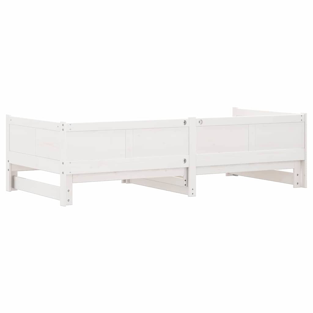 Utrækkelig Dag-seng Hvid 203,5 x 184 x 56,5 cm Massivt fyrretræ