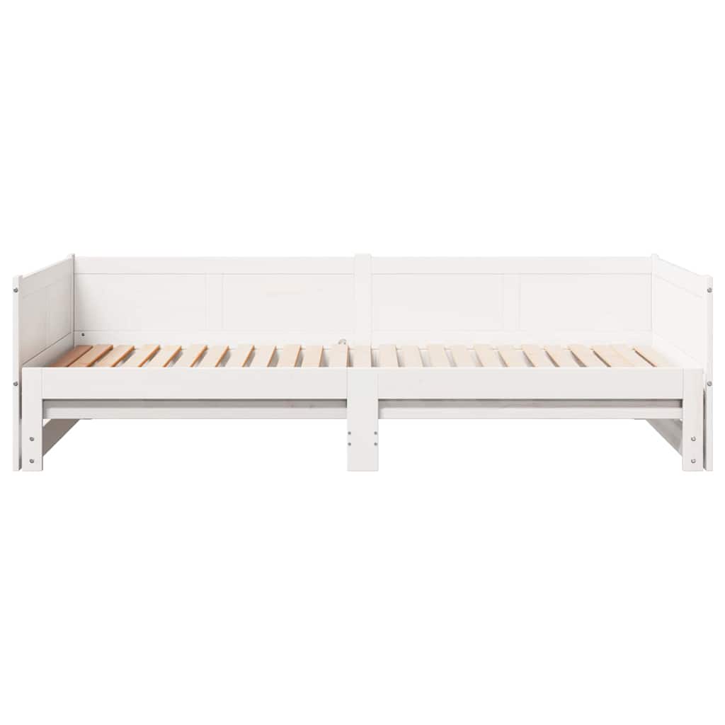 Utrækkelig Dag-seng Hvid 203,5 x 184 x 56,5 cm Massivt fyrretræ