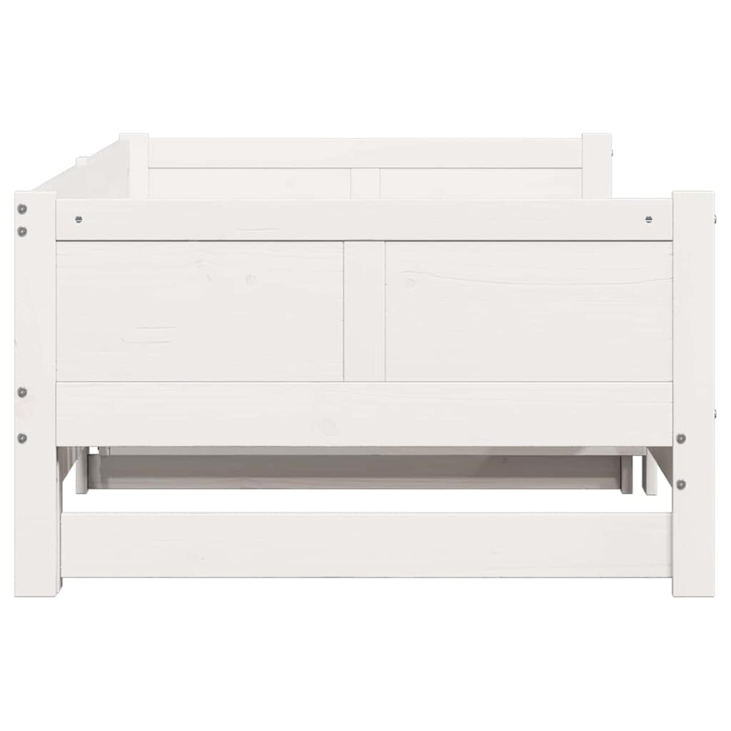Utrækkelig Dag-seng Hvid 203,5 x 184 x 56,5 cm Massivt fyrretræ