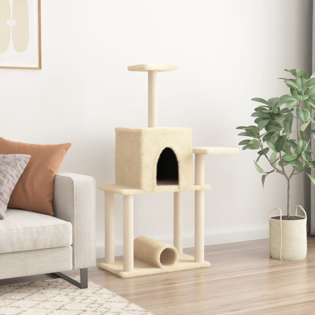 kradsetræ med sisalkradsestolper 122 cm cremefarvet