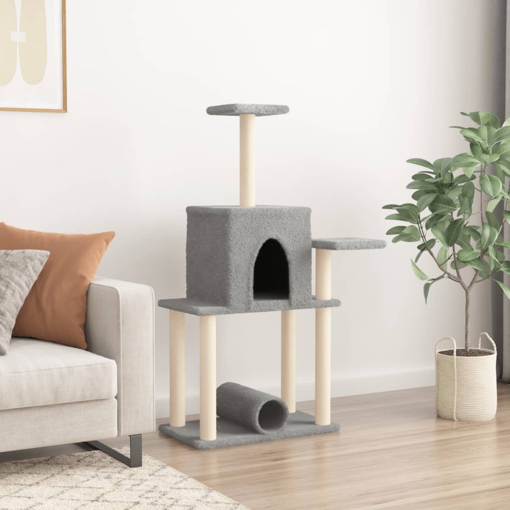 kradsetræ med sisalstolper 122 cm lysegrå