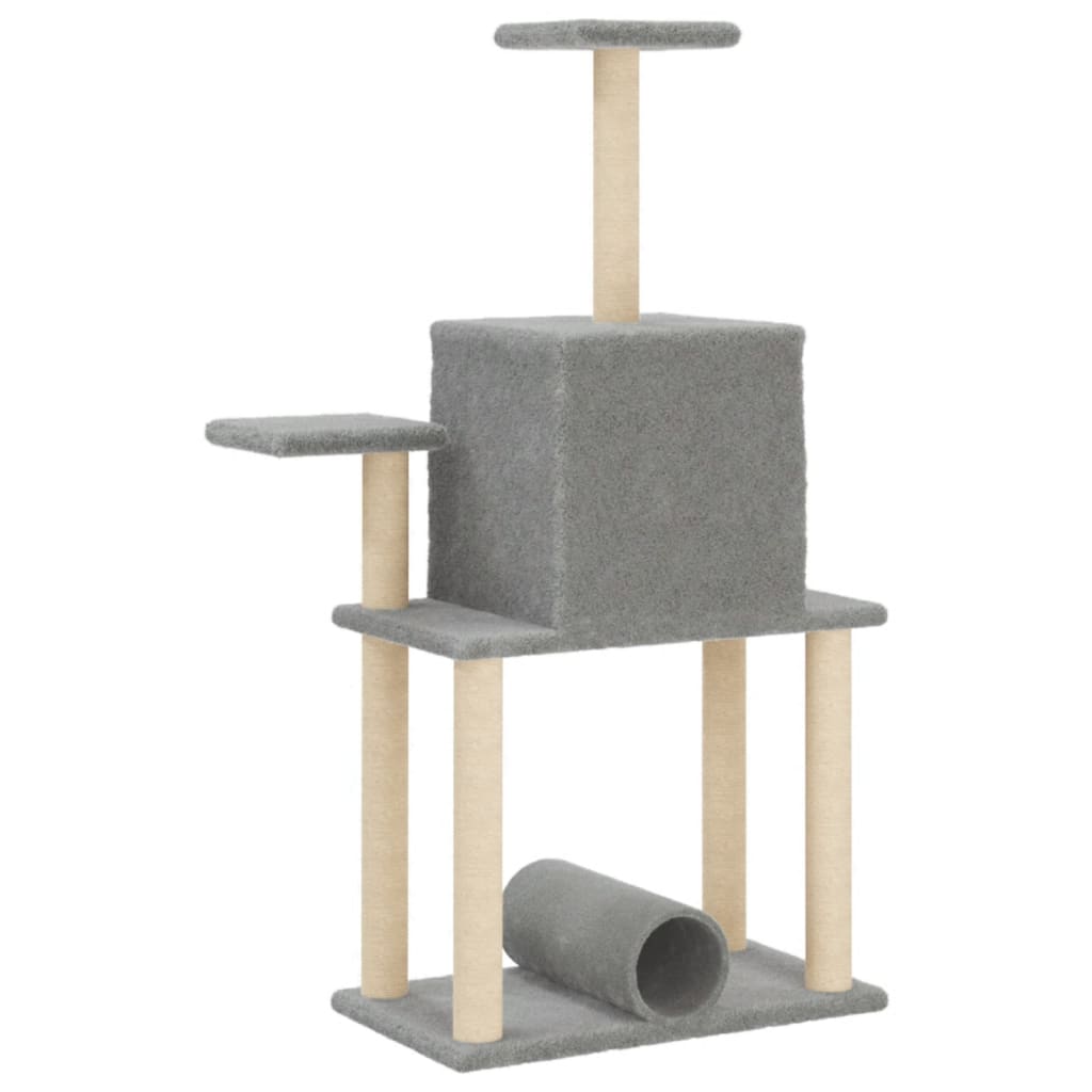 kradsetræ med sisalstolper 122 cm lysegrå