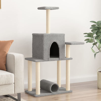 kradsetræ med sisalstolper 122 cm lysegrå