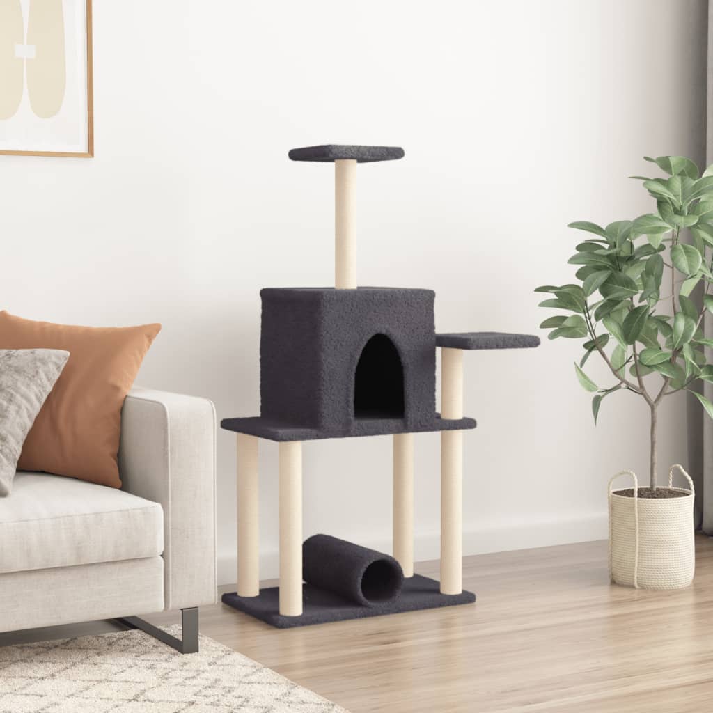 kradsetræ med sisalstolper 122 cm mørkegrå