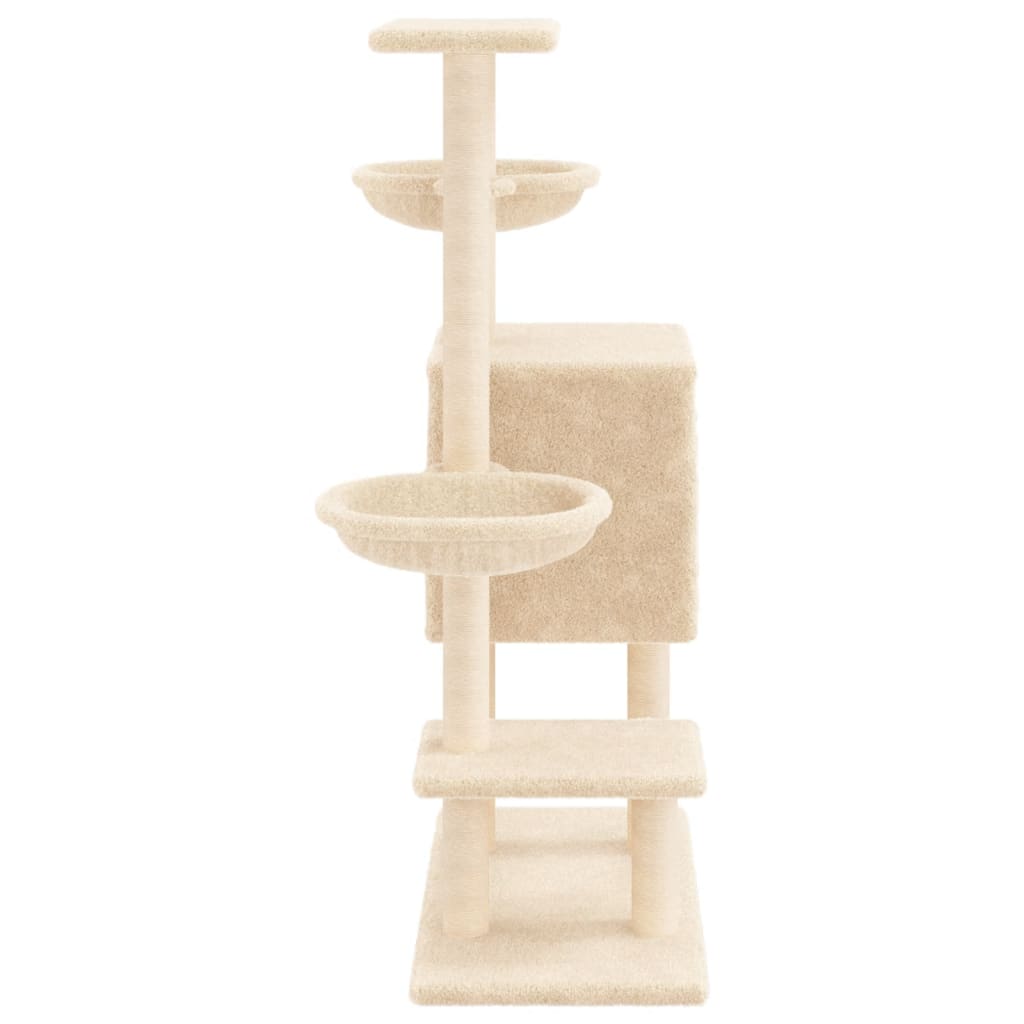 kradsetræ med sisalstolper 117 cm cremefarvet