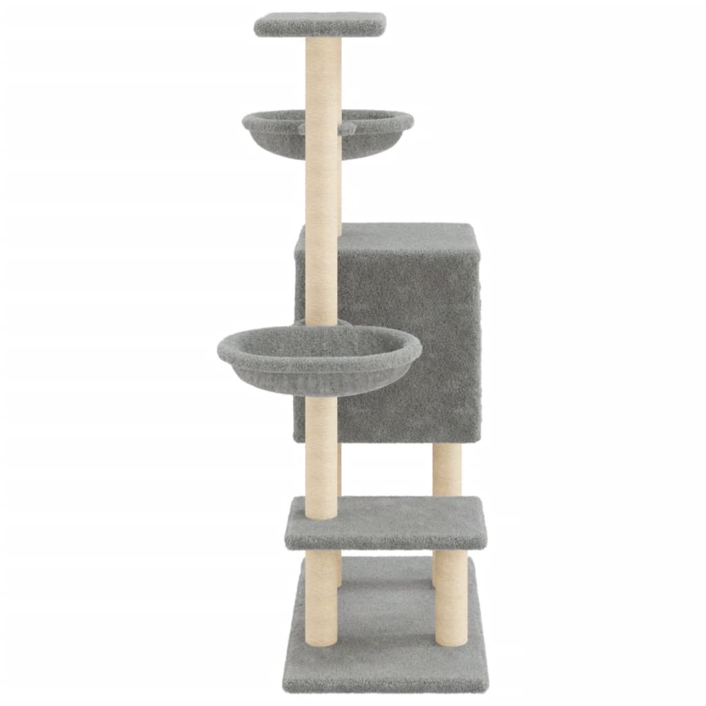 kradsetræ med sisalstolper 117 cm lysegrå