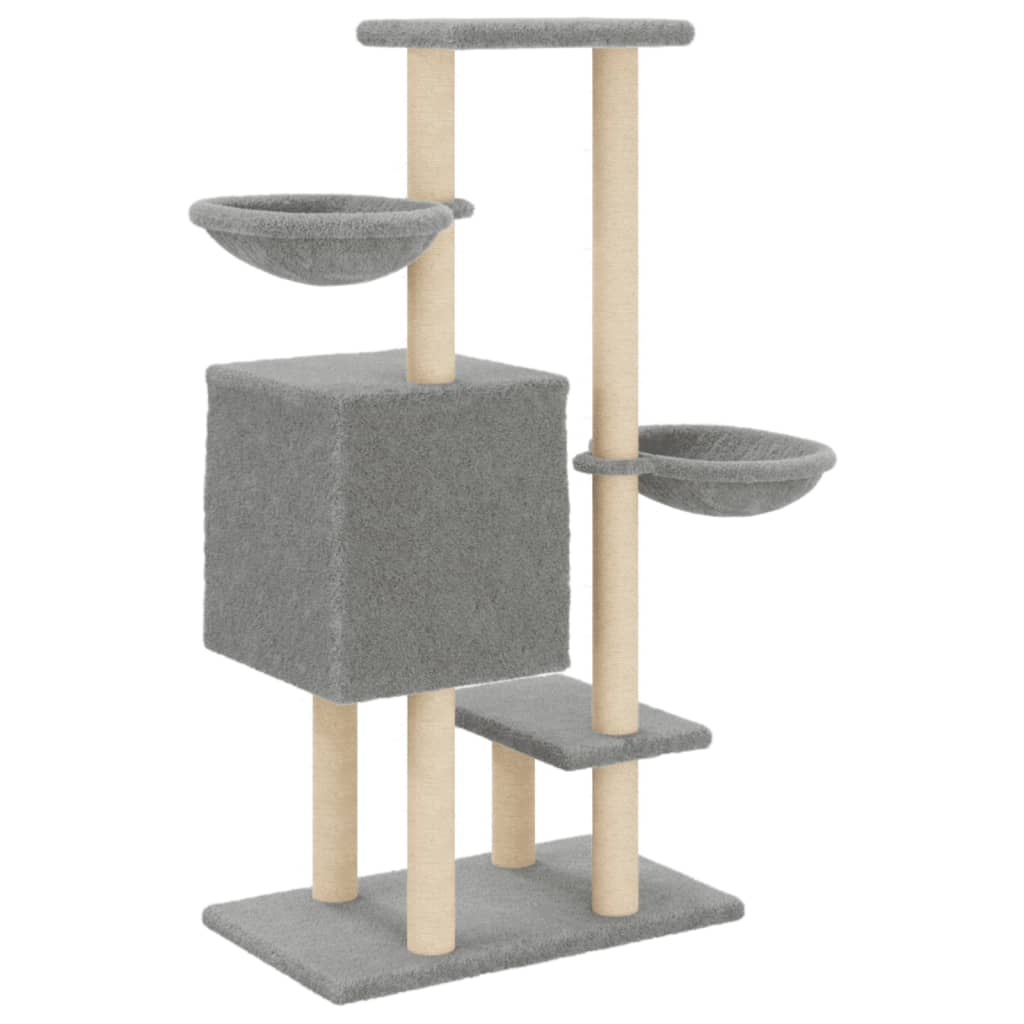 kradsetræ med sisalstolper 117 cm lysegrå