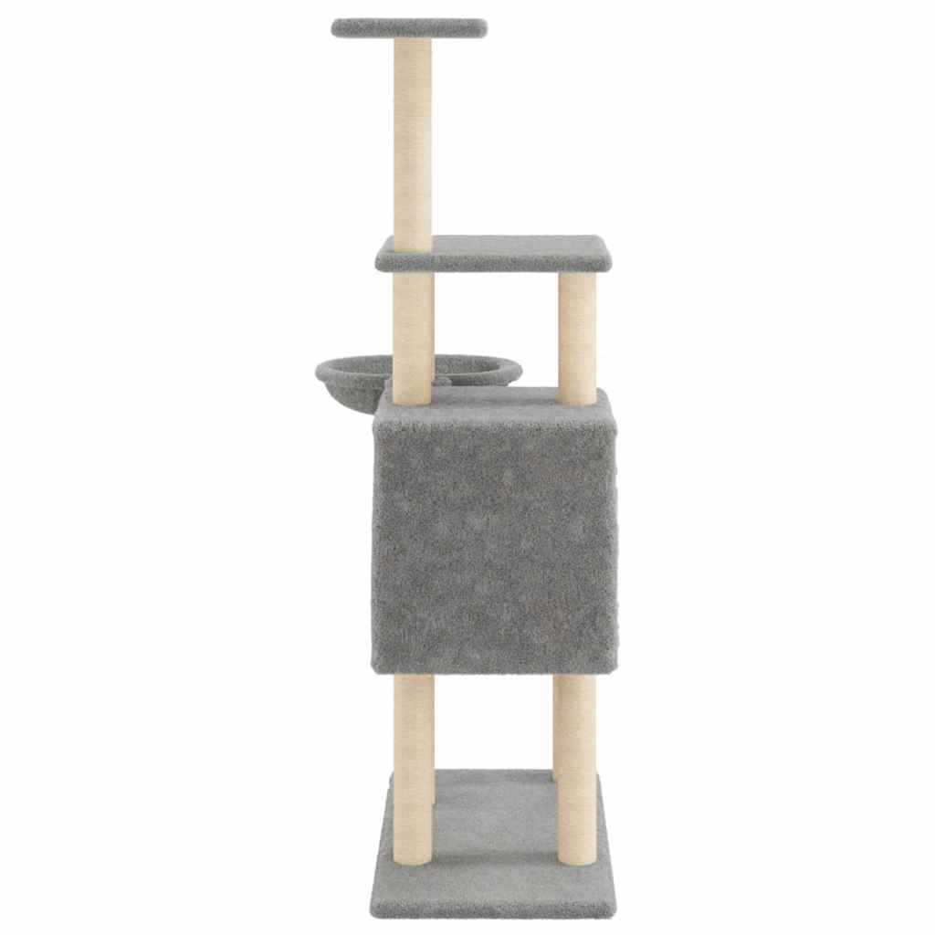 kradsetræ med sisalstolper 131 cm lysegrå