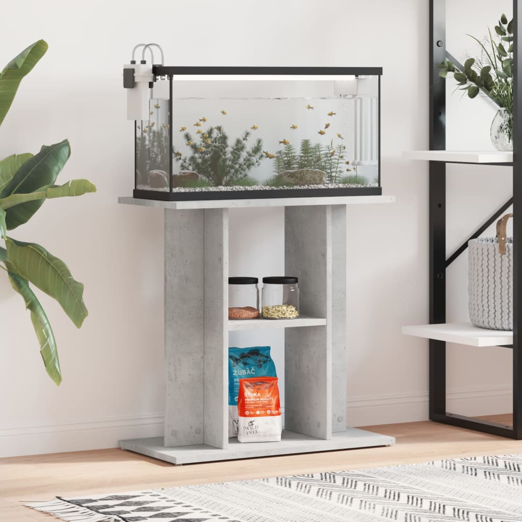 akvariestativ betongrå 60x30x60 cm konstrueret træ