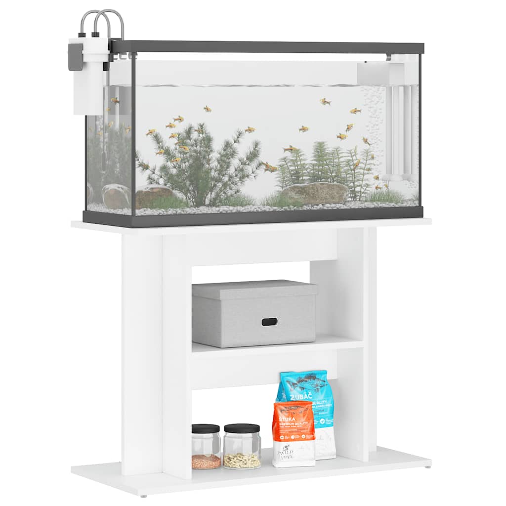 akvariebord 80x35x60 cm konstrueret træ hvid