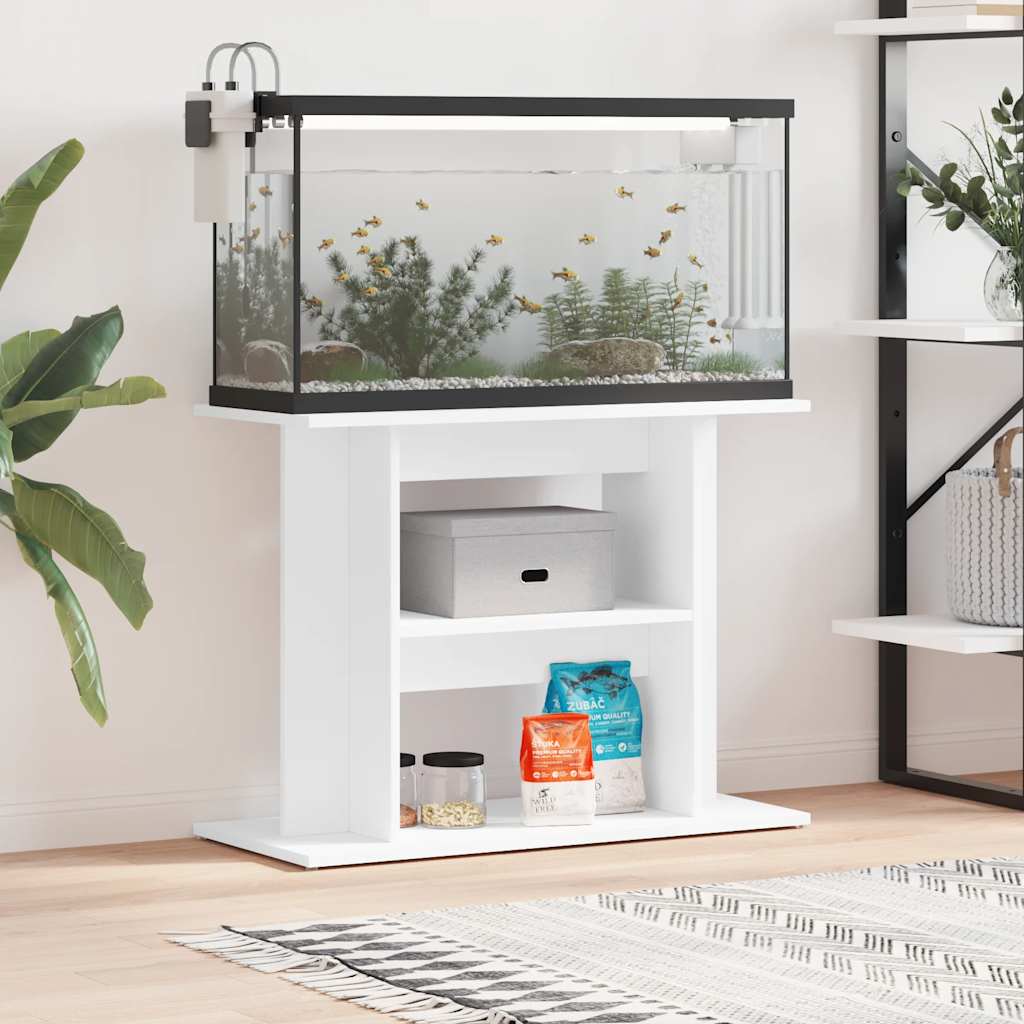 akvariebord 80x35x60 cm konstrueret træ hvid