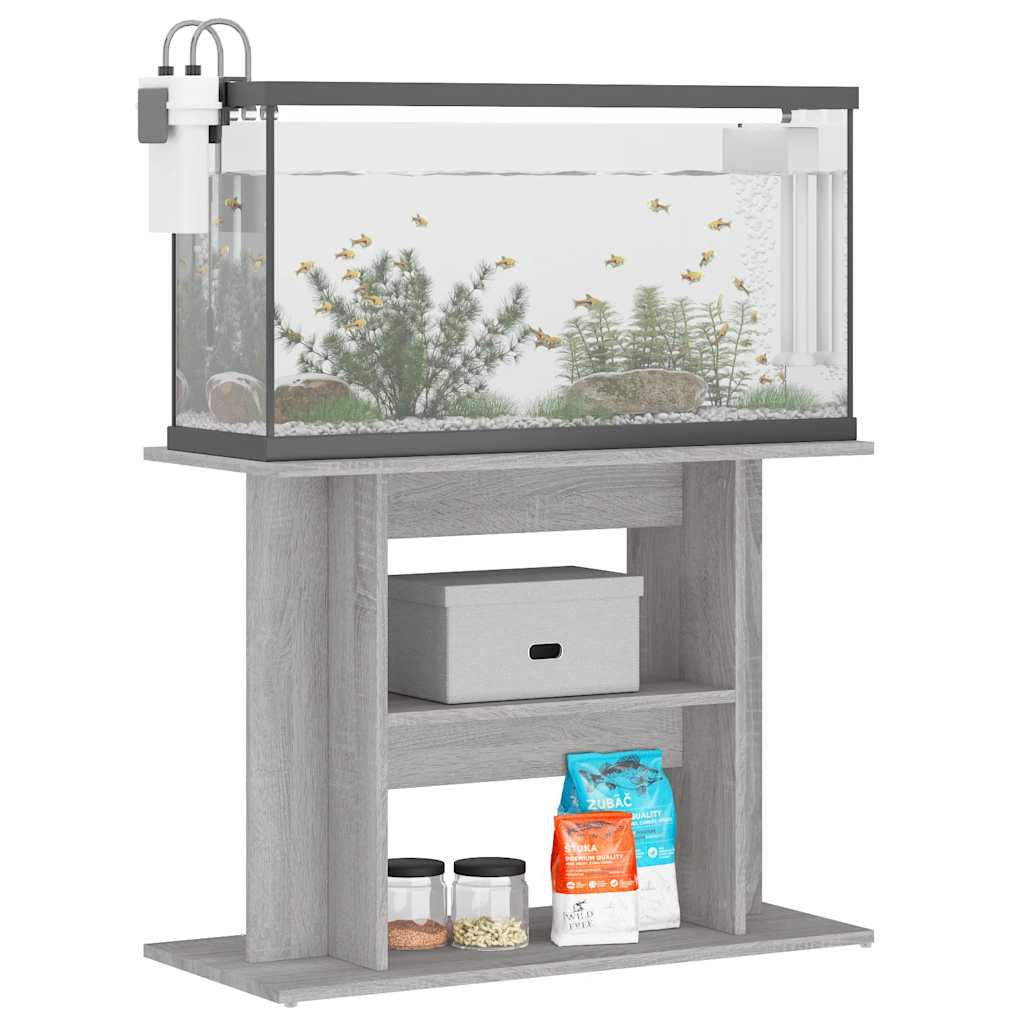akvariestativ betongrå 80x35x60 cm konstrueret træ