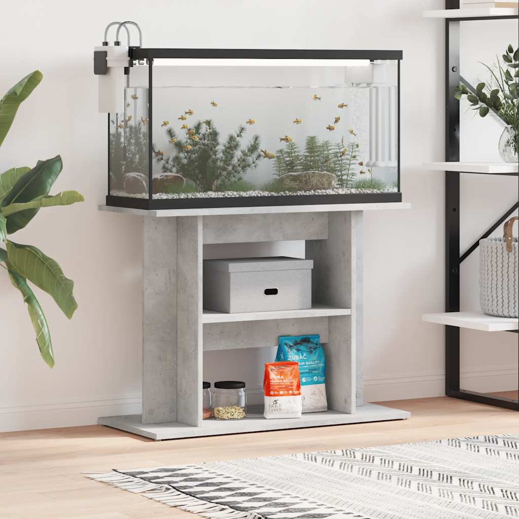 akvariestativ betongrå 80x35x60 cm konstrueret træ