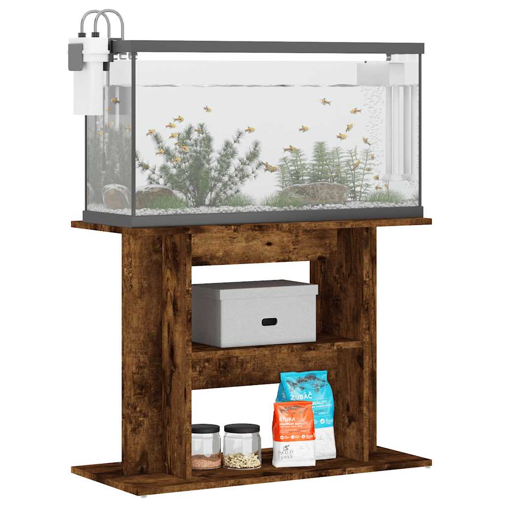 akvariestativ røget eg 80x35x60 cm konstrueret træ