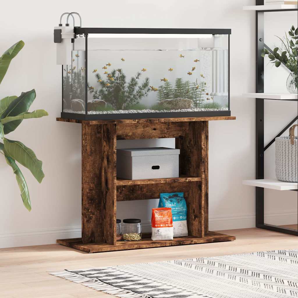 akvariestativ røget eg 80x35x60 cm konstrueret træ