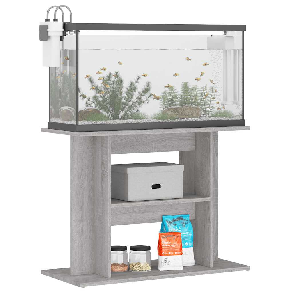 akvariestativ grå Sonoma 80x35x60 cm konstrueret træ