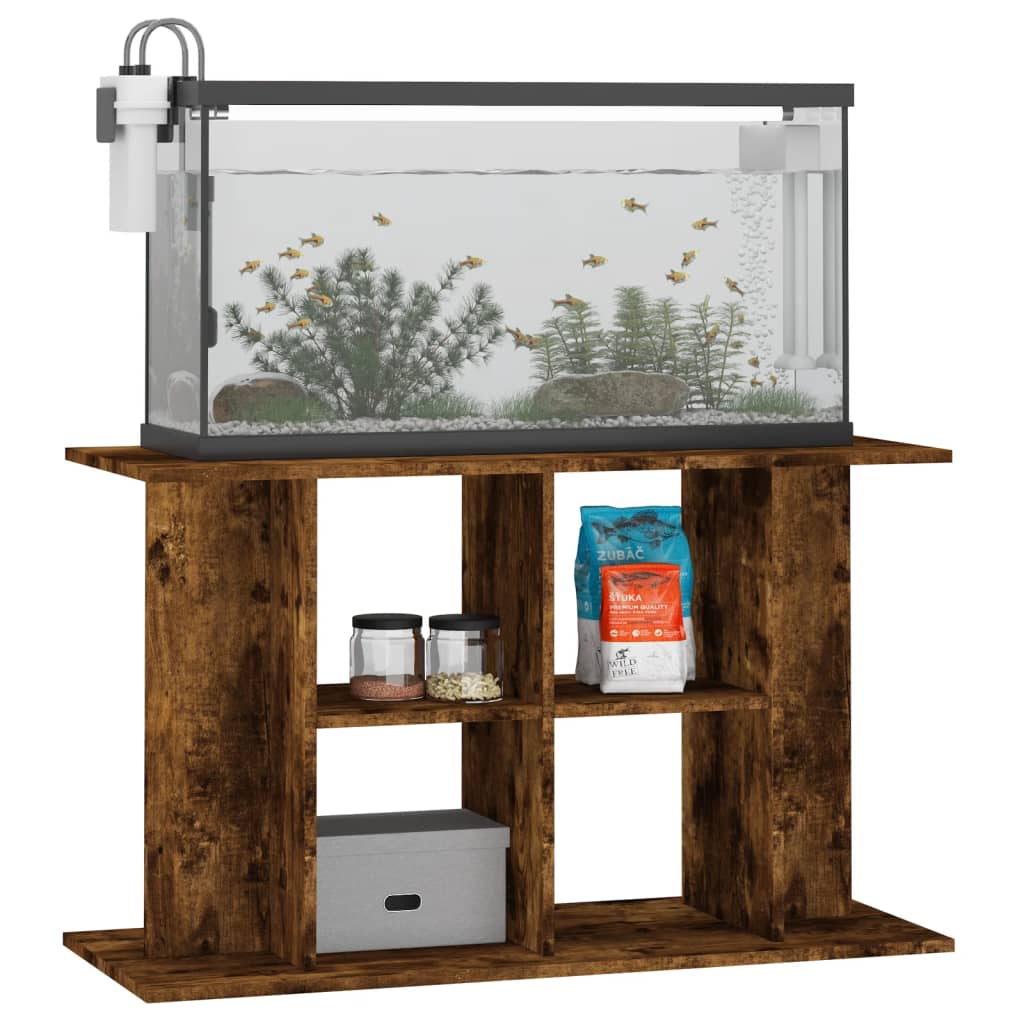 akvariebord 100x40x60 cm konstrueret træ røget egetræsfarve