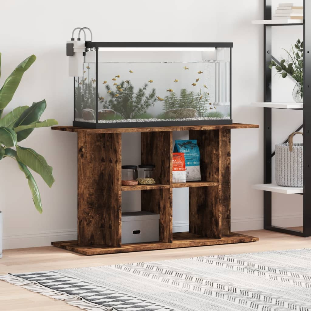 akvariebord 100x40x60 cm konstrueret træ røget egetræsfarve