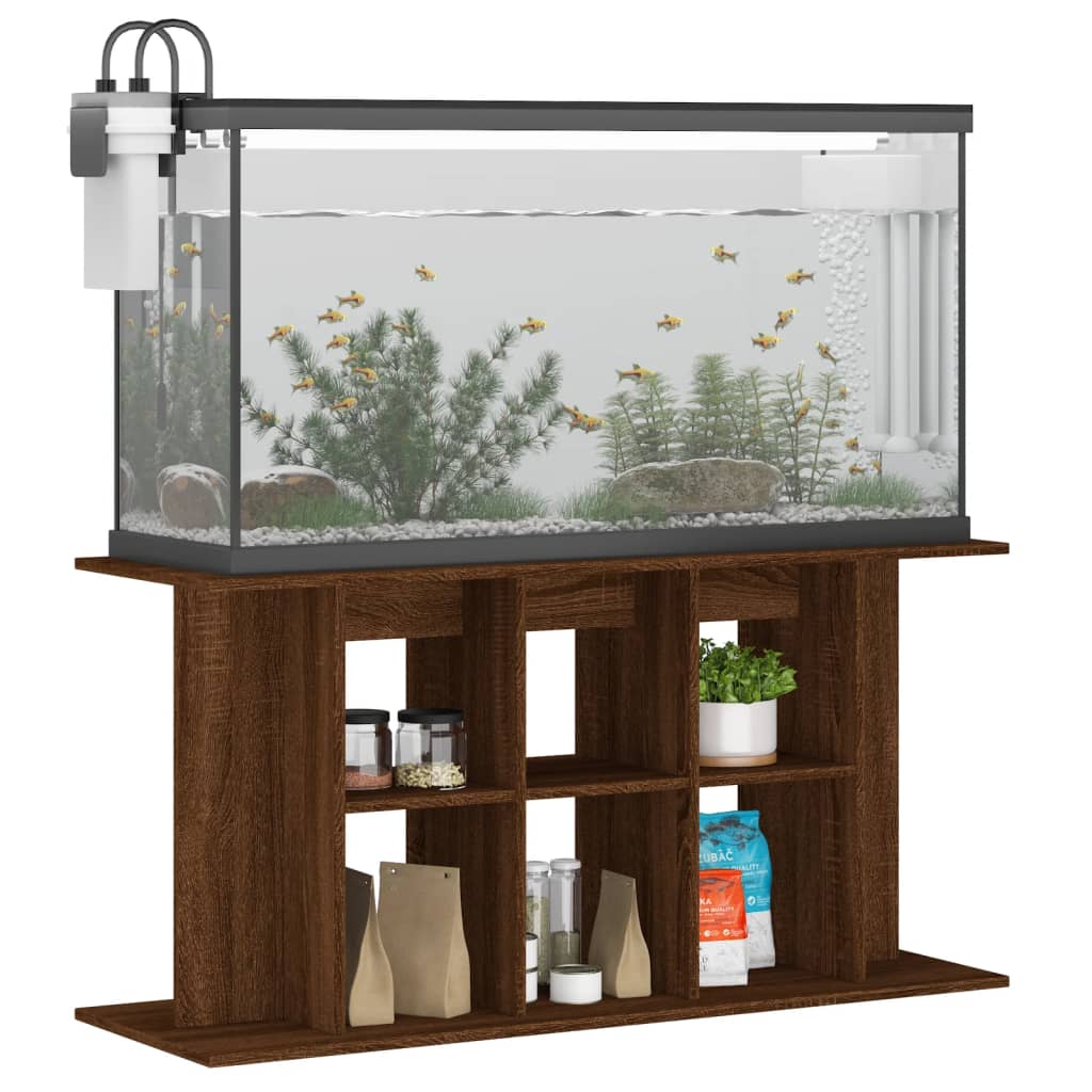 akvariebord 120x40x60 cm konstrueret træ brun egetræsfarve