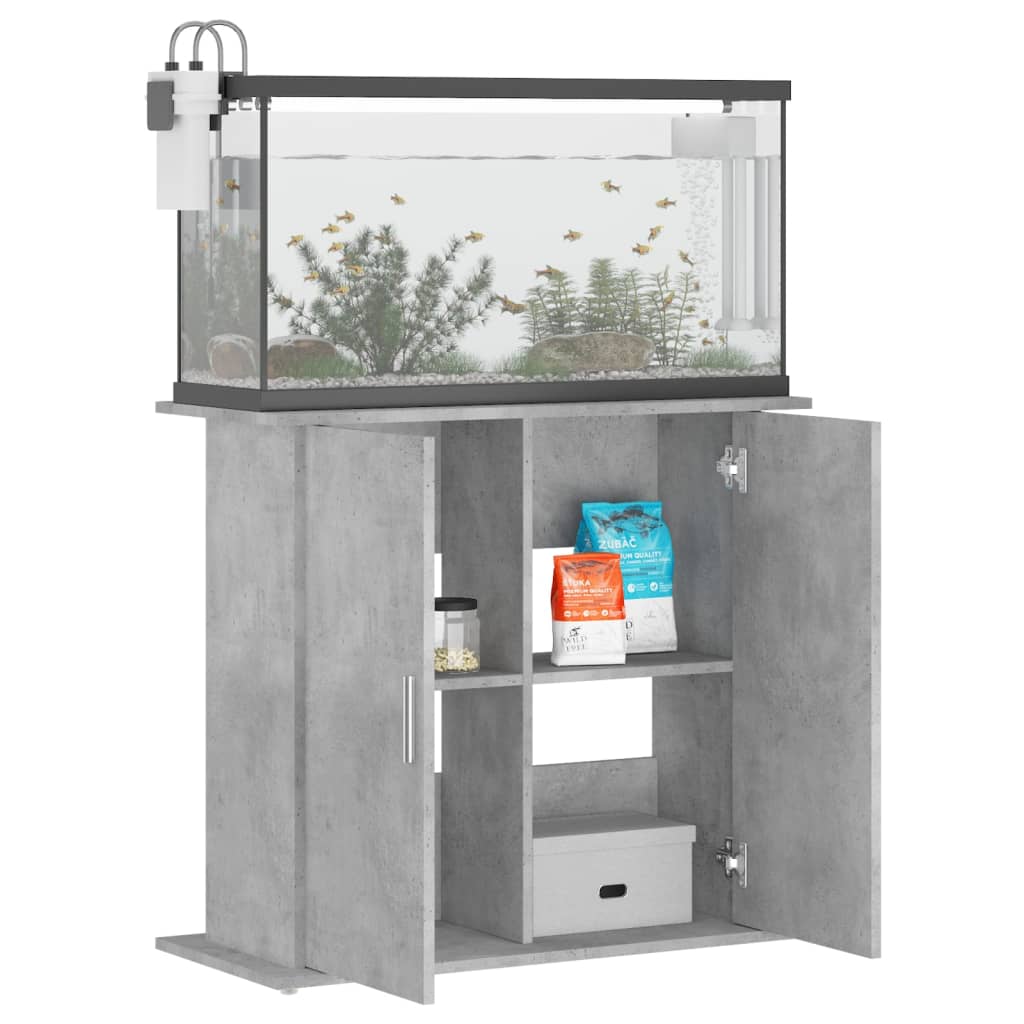 akvariestativ betongrå 81x36x73 cm konstrueret træ