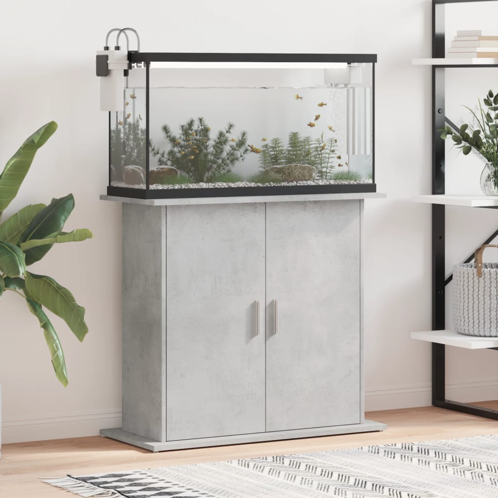 akvariestativ betongrå 81x36x73 cm konstrueret træ