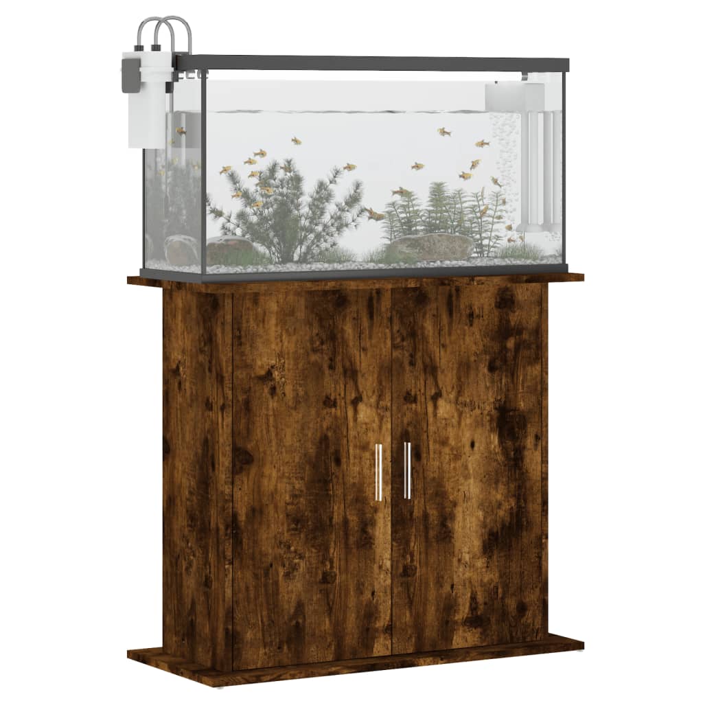 akvariebord 81x36x73 cm konstrueret træ røget egetræsfarve