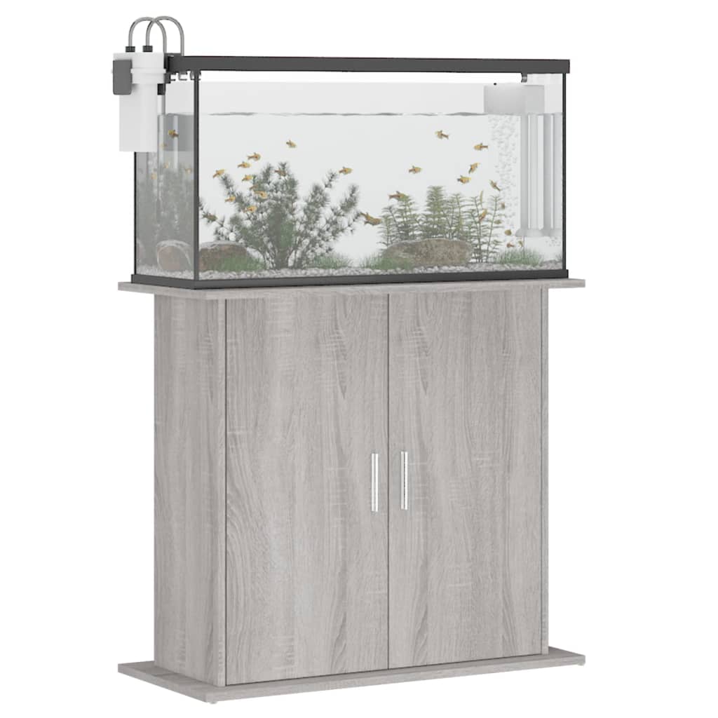 akvariebord 81x36x73 cm konstrueret træ grå sonoma-eg