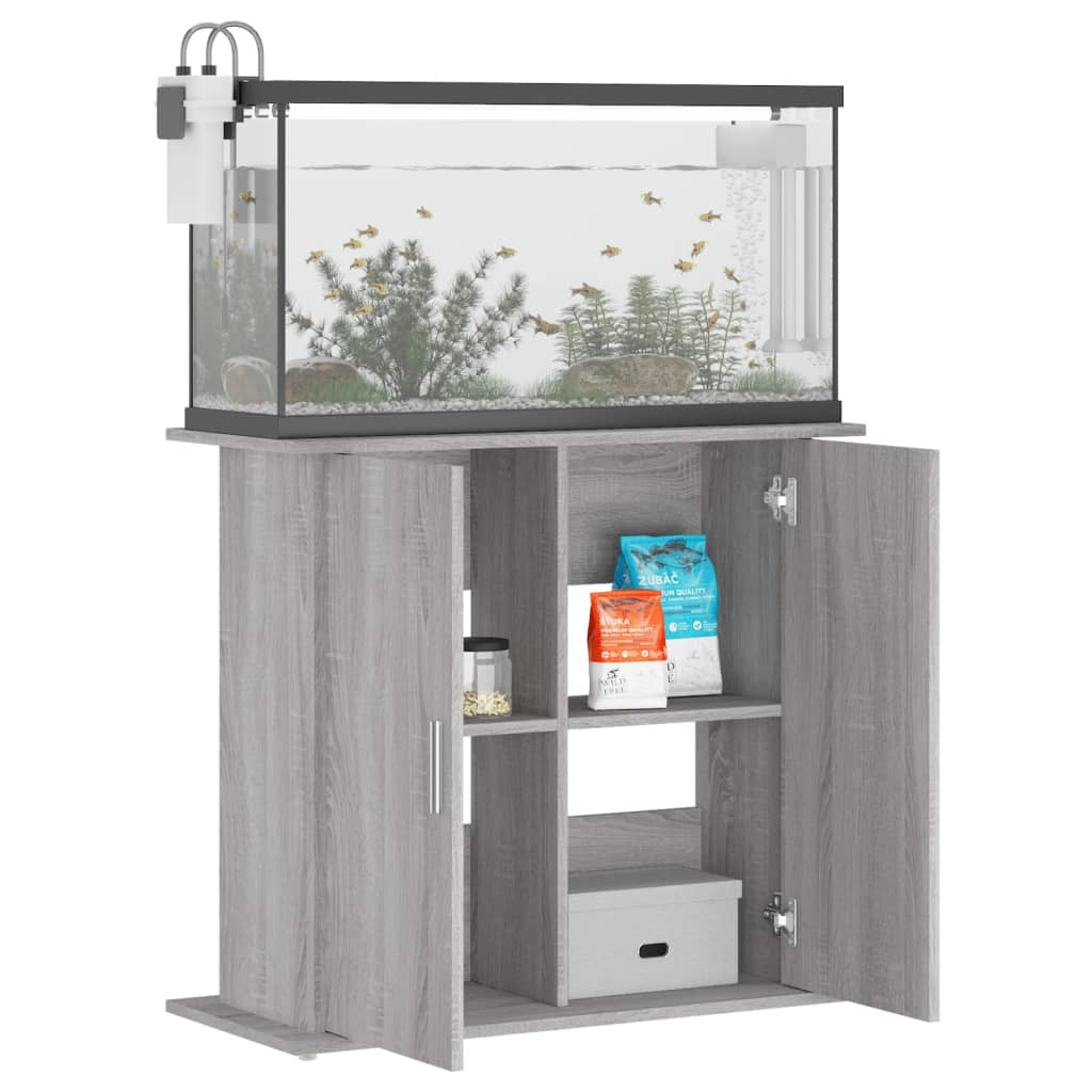 akvariebord 81x36x73 cm konstrueret træ grå sonoma-eg