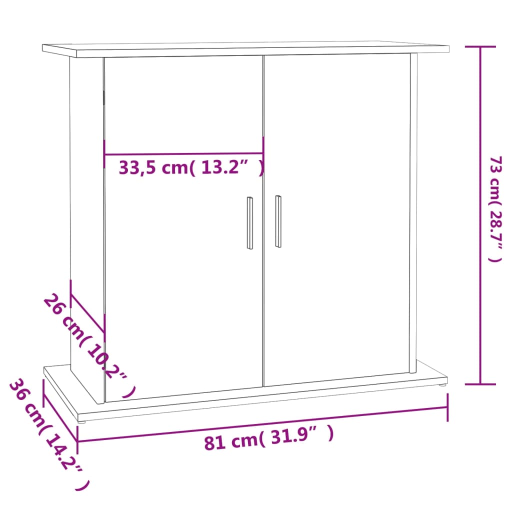 akvariebord 81x36x73 cm konstrueret træ grå sonoma-eg