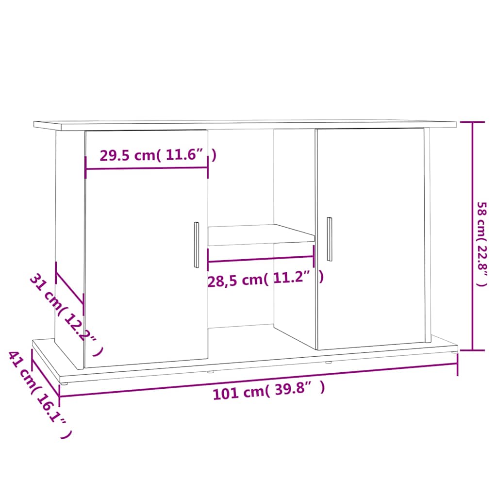 akvariestativ Sonoma eg 101x41x58 cm konstrueret træ