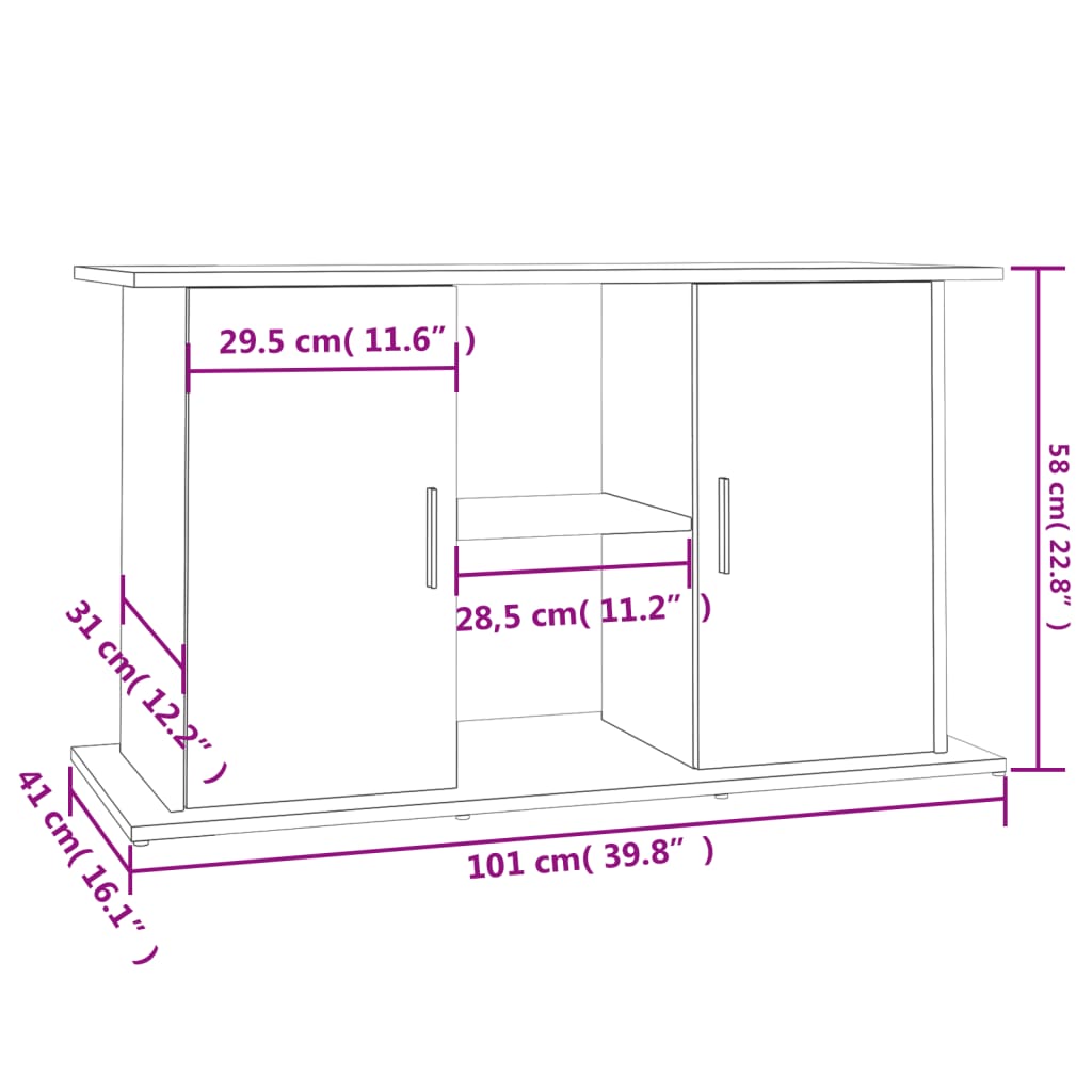 akvariebord 101x41x58 cm konstrueret træ grå sonoma-eg