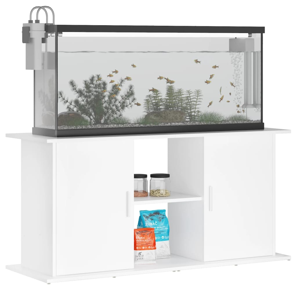 akvariebord 121x41x58 cm konstrueret træ hvid