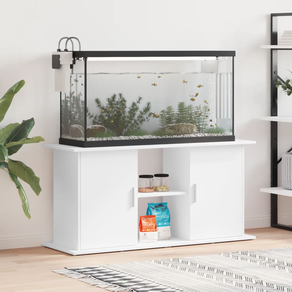akvariebord 121x41x58 cm konstrueret træ hvid
