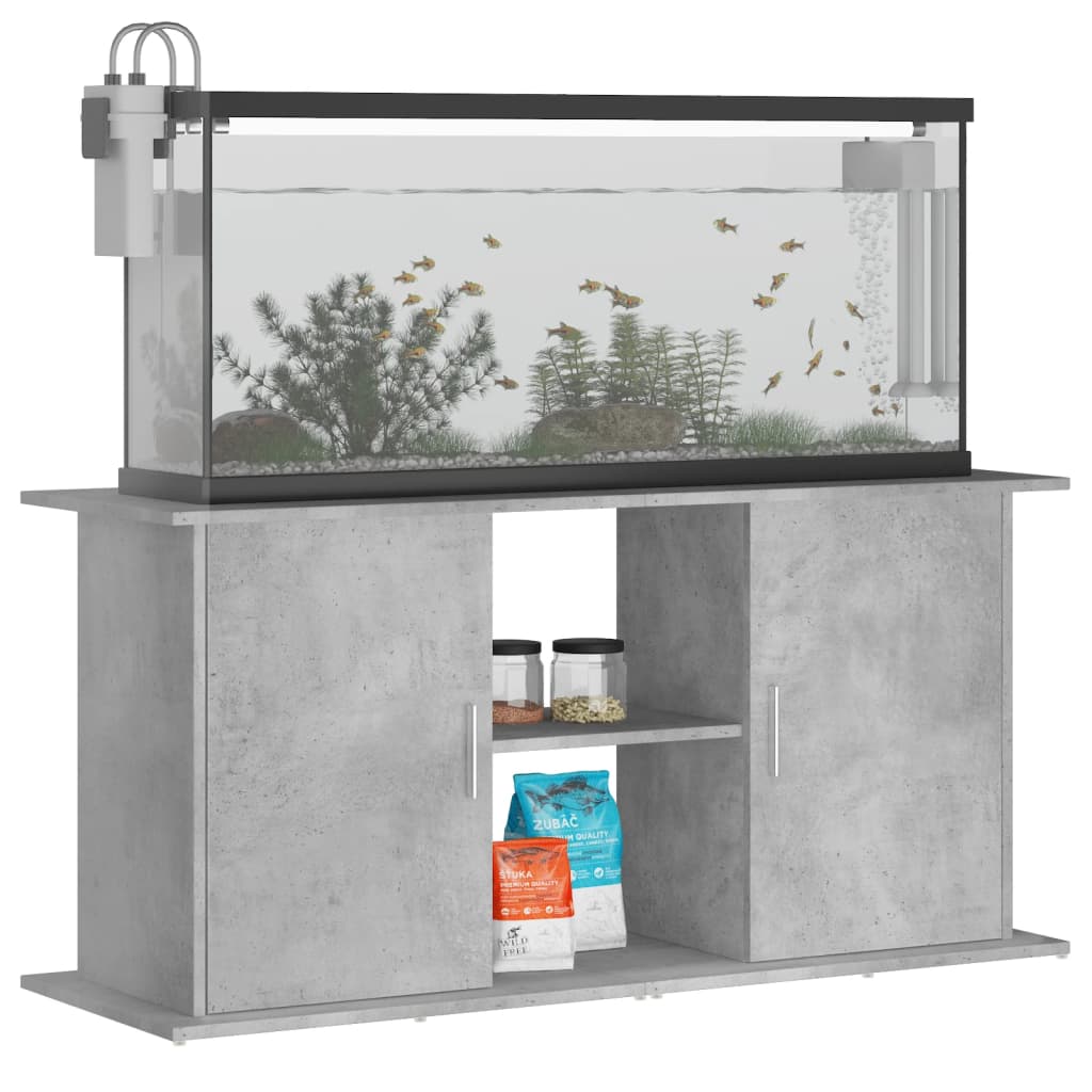 akvariestativ betongrå 121x41x58 cm konstrueret træ