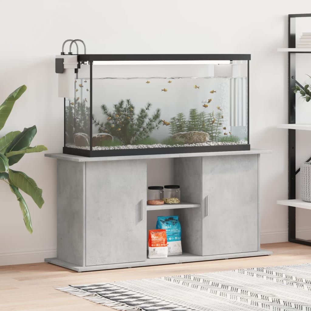 akvariestativ betongrå 121x41x58 cm konstrueret træ