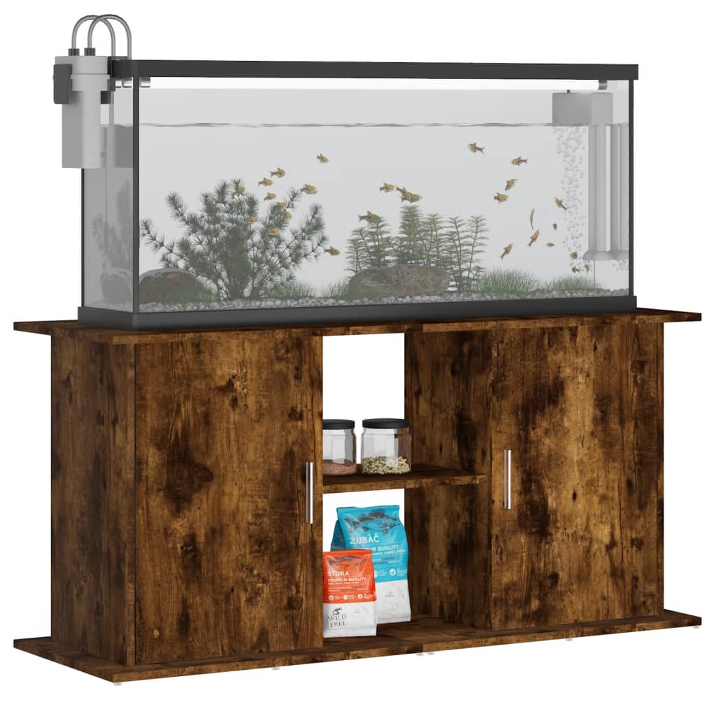 akvariebord 121x41x58 cm konstrueret træ røget egetræsfarve