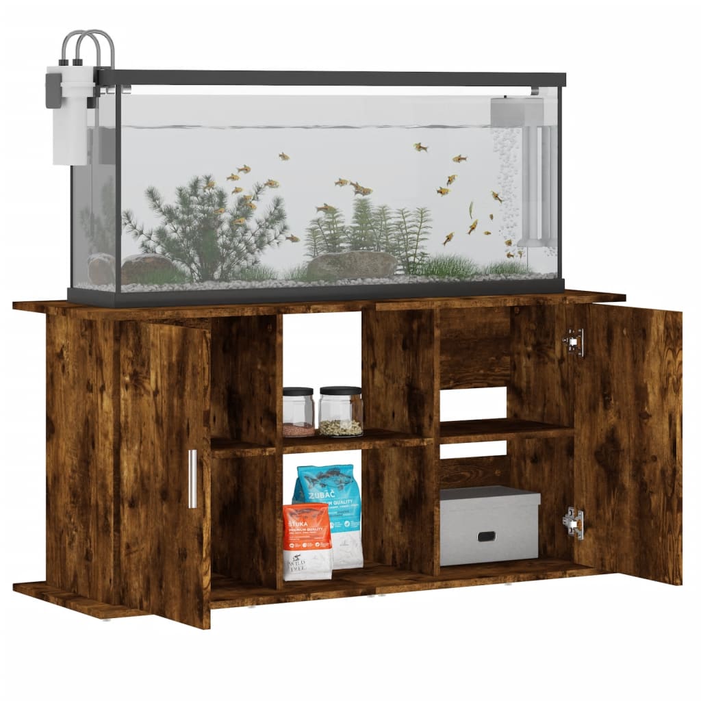 akvariebord 121x41x58 cm konstrueret træ røget egetræsfarve
