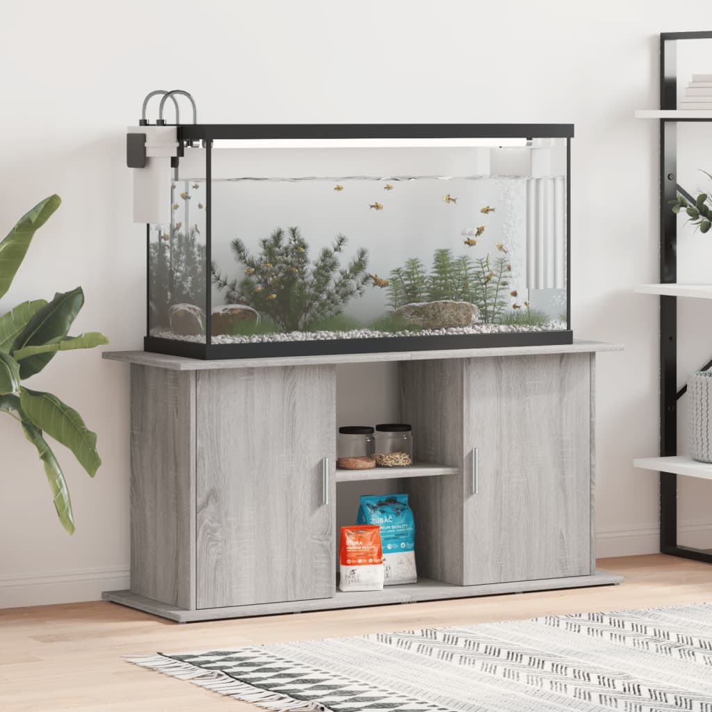 akvariebord 121x41x58 cm konstrueret træ grå sonoma-eg