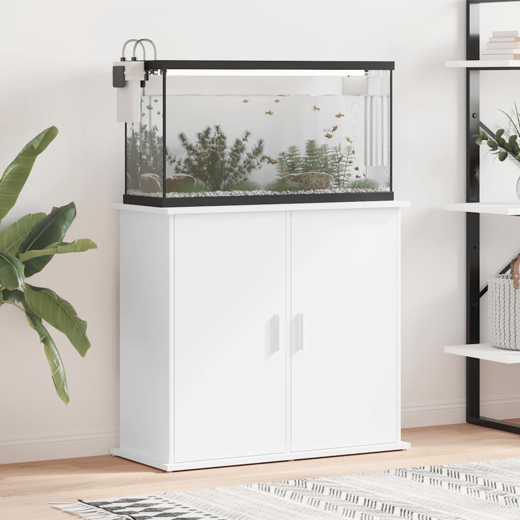 akvariebord 81x36x73 cm konstrueret træ hvid