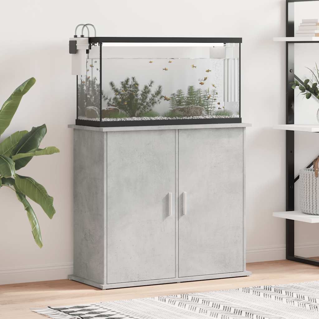 akvariestativ betongrå 81x36x73 cm konstrueret træ