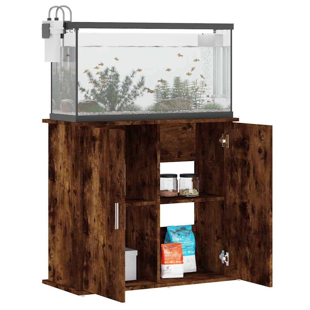akvariebord 81x36x73 cm konstrueret træ røget egetræsfarve
