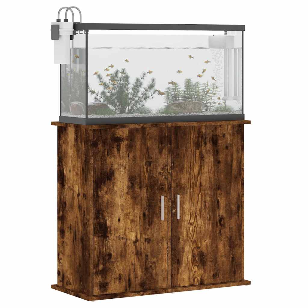 akvariebord 81x36x73 cm konstrueret træ røget egetræsfarve