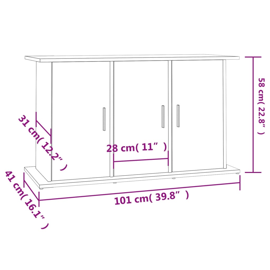 akvariebord 101x41x58 cm konstrueret træ hvid