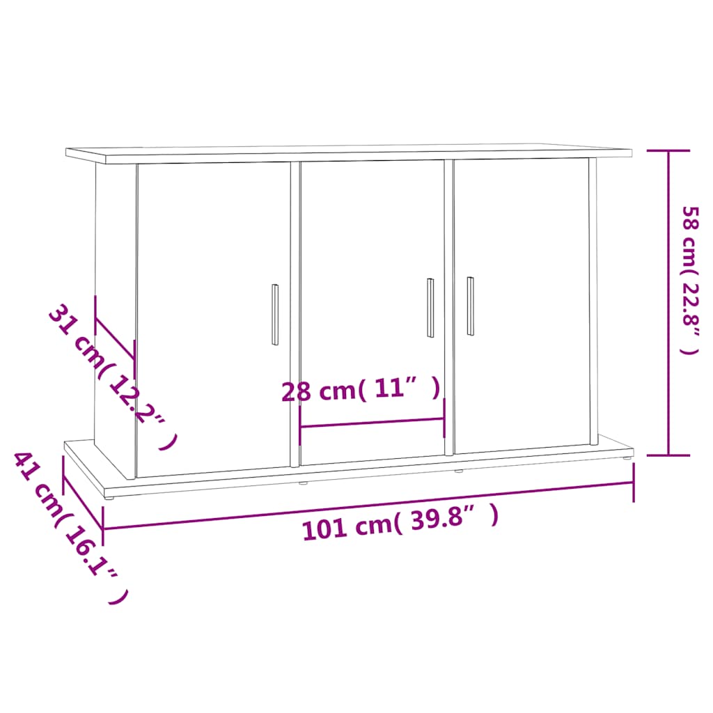 akvariebord 101x41x58 cm konstrueret træ sonoma-eg