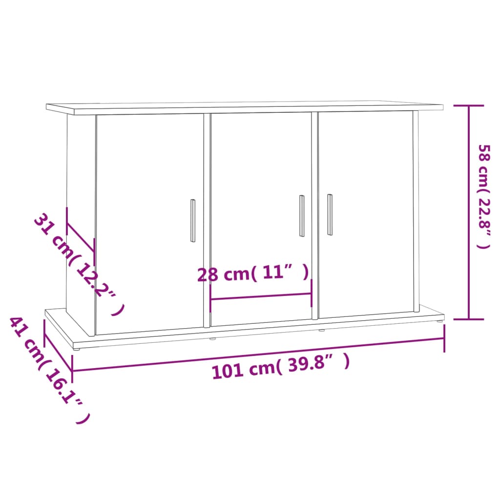 akvariebord 101x41x58 cm konstrueret træ grå sonoma-eg