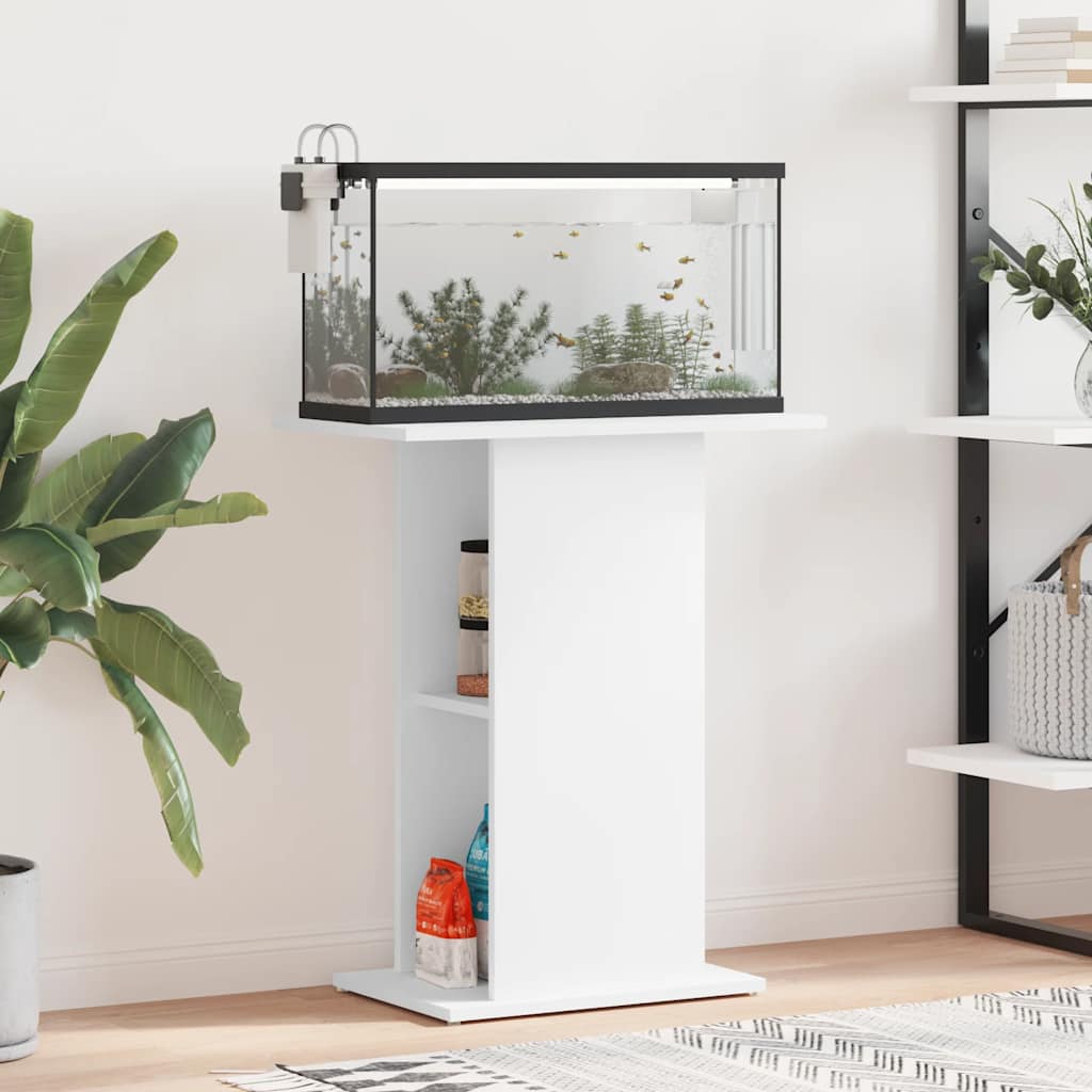 akvariebord 60,5x36x72,5 cm konstrueret træ hvid