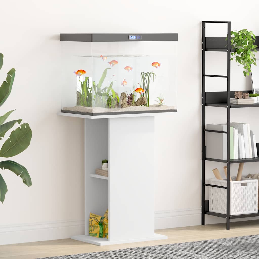 akvariebord 60,5x36x72,5 cm konstrueret træ hvid