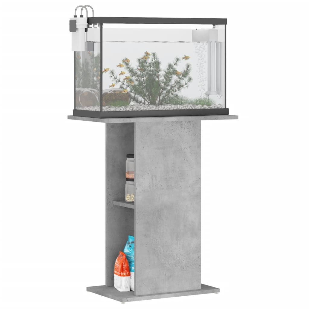 akvariestativ betongrå 60,5x36x72,5 cm konstrueret træ