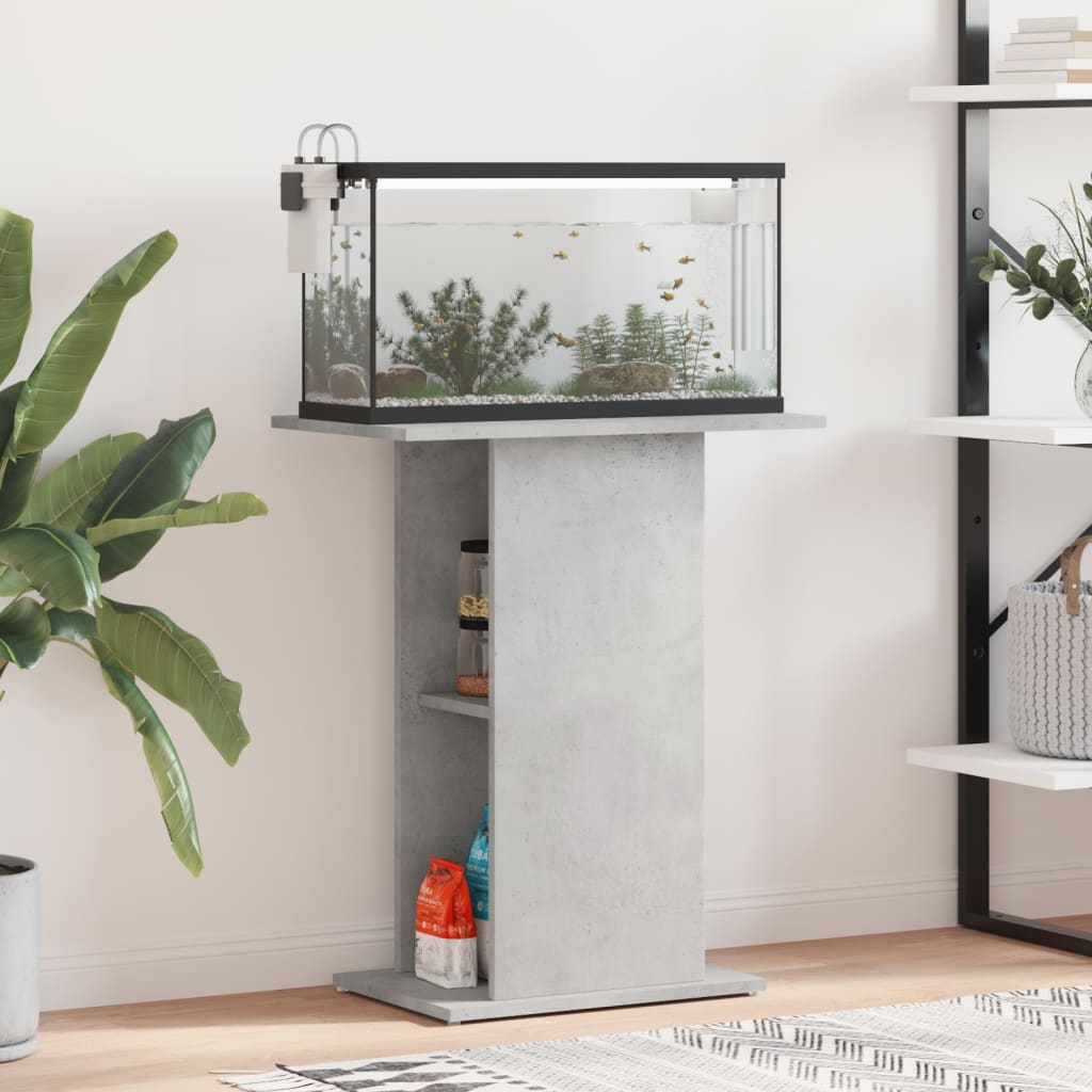 akvariestativ betongrå 60,5x36x72,5 cm konstrueret træ