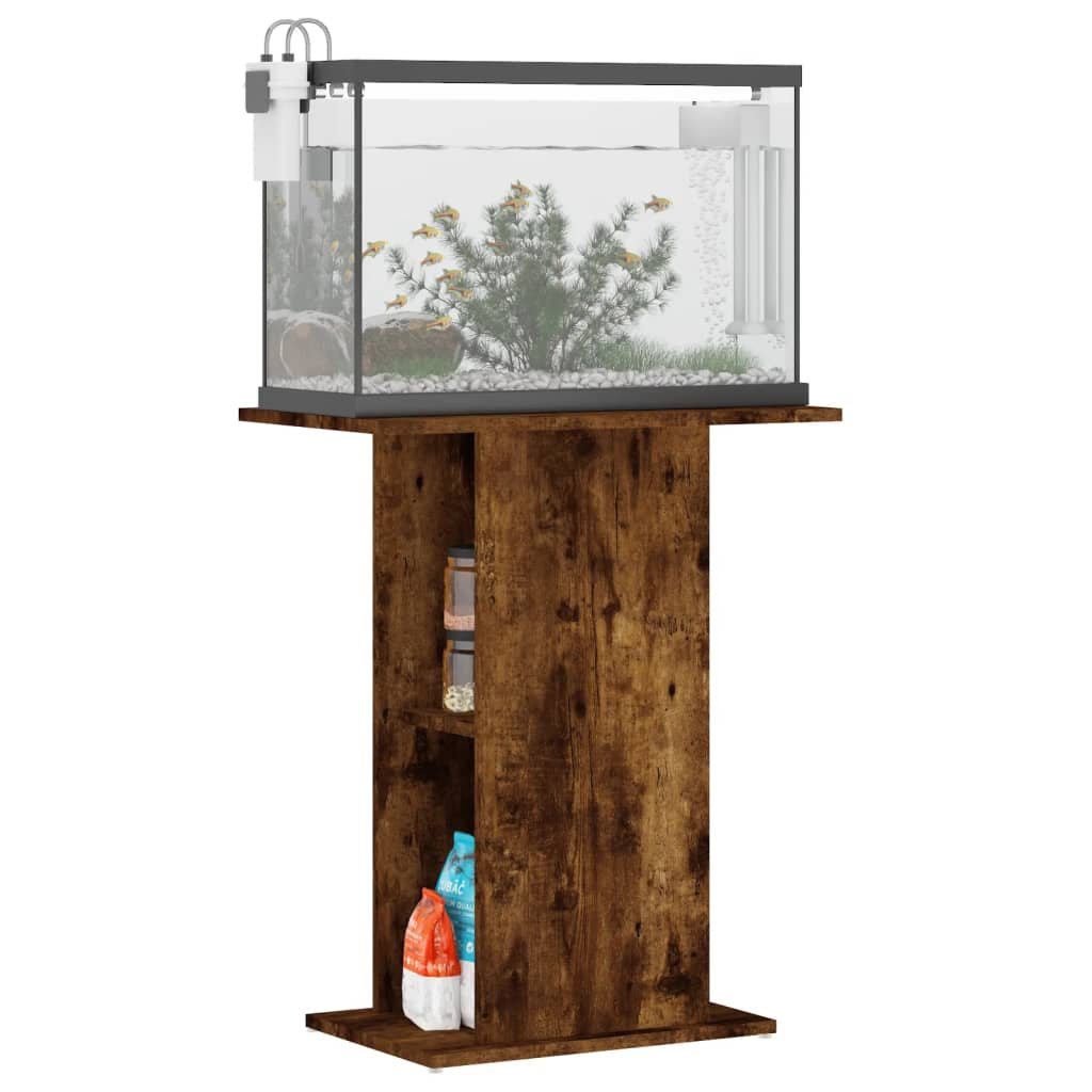 akvariebord 60,5x36x72,5 cm konstrueret træ røget egetræsfarve